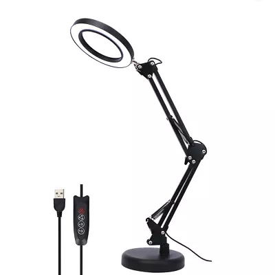 USB Magnifying Glass With LED Light 10X Magnifier Crafts Reading Desk Stand Lamp • $28.49