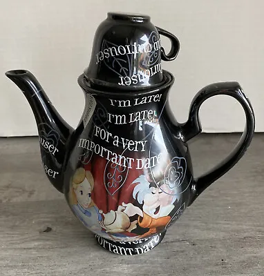 Disney Parks Alice In Wonderland Retired Teapot W/Lid Mad Hatter Rabbit I'm Late • $55.99