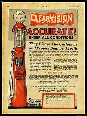 1921 Clear Vision Pump Co. New Metal Sign: Visible Gas Pumps - Wichita Kansas • $19.88