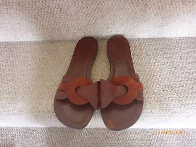 Zara Brown Leather Flat Slip On Sandals SizeUK7 EUR40 • £7