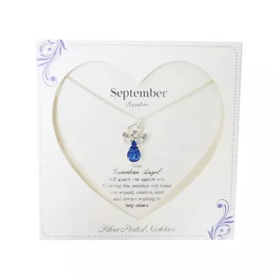 £8.49 • Buy Guardian Angel September Birthstone Necklace With Gem Stone Sentimental Gift Ide