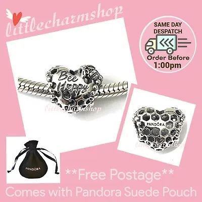 NEW Authentic Genuine PANDORA Bee Happy Honeycomb Heart Charm -798769C00 RETIRED • $56.60