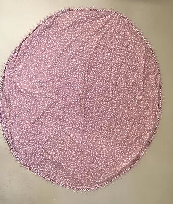 Vintage 1970s  Laura Ashley Cotton Fabric Wild Clematis Plum Round Table Cloth • £10