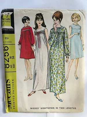 McCalls 8256 Women's Vintage Nightgown Or Dress Sewing Pattern M8256 Size 16 • $5.49