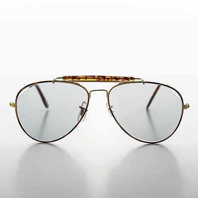 Pilot Vintage Sunglass With Transition Lens Tortoise Brow Bar 58mm - Spruce • $38