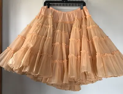 Petticoat Square Dance Skirt Vintage Nita Smith USA Apricot Peach Nylon  • $69.99