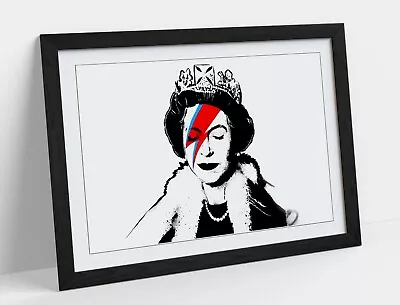 Banksy Queen David Bowie -art Framed Poster Picture Print Artwork- Black & White • £14.99