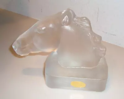 FROSTED GENUINE LEAD CRYSTAL Over 24% Pbo 6-1/2  Longx5 H HORSE'S HEAD FIGURINE • £25.09