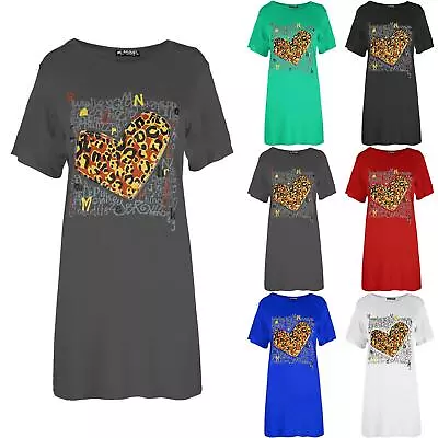 £2.99 • Buy Womens Ladies T-Shirt Oversized Baggy Heart With Tiger Valentines Mini PJ Dress