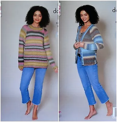 KNITTING PATTERN Ladies Textured Long Jumper & Cardigan Riot DK King Cole 5713 • £4.49