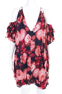 $19.99 • Buy Dina Agam Womens Rose Floral Cold Shoulder Shift Dress Red Size Small 10520868
