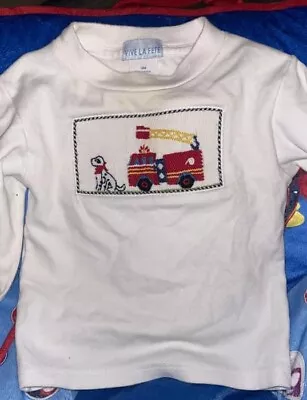 Vive La Fete Smocked 18mo Shirt Dog Firetruck Smocked 18mo Boutique Boy Shirt • $11.50