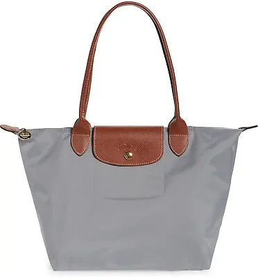 NWT LONGCHAMP Le Pliage Med Sml Nylon Shoulder Tote 2605089 Gray Made In FRANCE! • $155