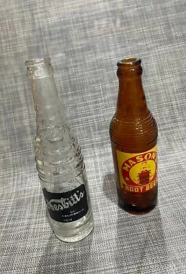 Vintage 1938 Nesbitt's California & 1949 Mason’s Root Beer Glass Bottles 10 Oz • $20