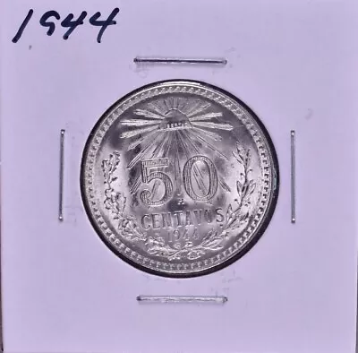 1944 Mexico 50 Centavos ~ 0.720 Silver ~ UNC ~ *K881 • $15