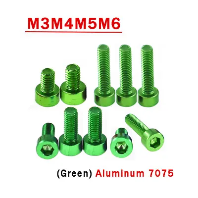 Aluminum Alloy Metric M3 M4 M5 M6 Allen Bolt Socket Cap Screws Hex Head Green • $3.59