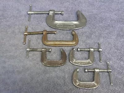 Vintage Lot Of 5 Small Screw  C Clamps 4 Inch & Smaller USA Made • $9.99