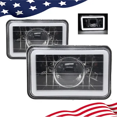 4x6  White CCFL Halo Clear Lens Chrome&Black Sealed Beam Projector Headlight • $33.99