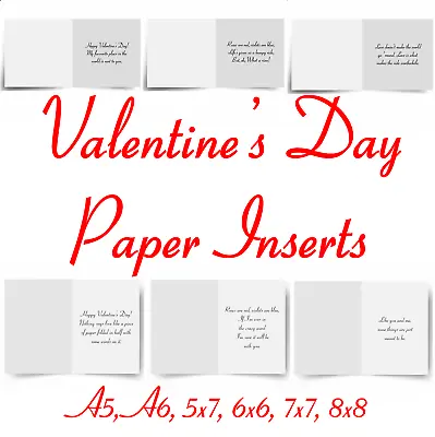 25 Valentines Day Printed Greeting Card Paper Inserts Choose Design And Size • £4.99