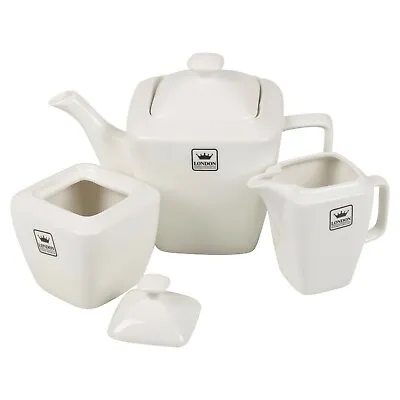 Traditional Porcelain Ceramic Coffee Teapot Milk Jug Sugar Bowl Tea Gift Set • £19.99