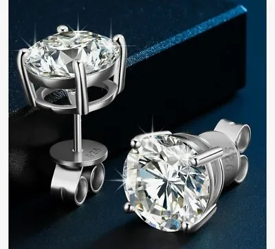 Shiny Moissanite Earrings For Women Men 3 MM White Gold Diamond Stud Earrings • £25