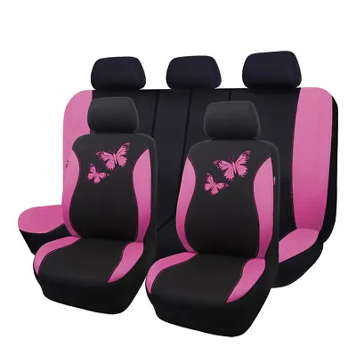 Universal Car Seat Covers Protectors Rear Split Pink Butterfly Car Accessories • $39.99