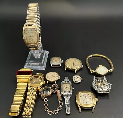 Vintage Rare Mechanical Watch Lot Bulova Hamilton Waltham Gold-filled Parts • $19.99