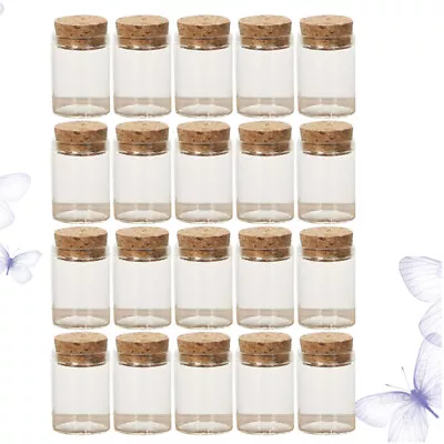  20 Pcs Wooden Baby Mini Bottles With Lids Cork Stoppers Glass Jars • £12.49