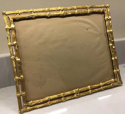 Vintage Gilded Faux Bamboo Metal Picture Frame Chinoiserie Hollywood Regency  • $115