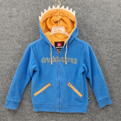 $29.95 • Buy Quicksilver Boys Hoodie Jacket Size 5 Blue Yellow Dinosaur Logo Spell Out