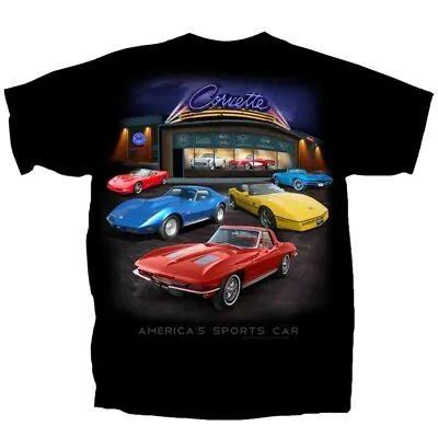 Vintage Chevy Chevrolet Corvette Showroom Short Sleeve T-Shirt - NEW Free Ship • $27.95