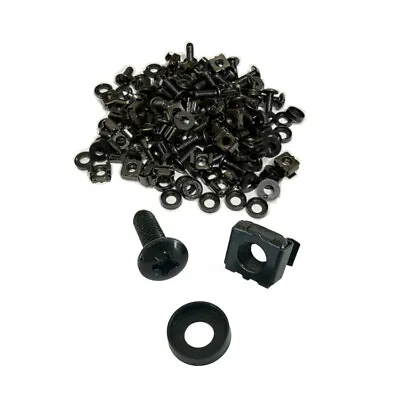 M6 Black Cage Nuts & Bolts Screws Washers 19  Data Cabinet Rack Mount 100 Pack • £16