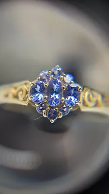 9k 375 Natural AAA Tanzanite Yellow Gold Hallmarked Ring Size P1/2 • £195