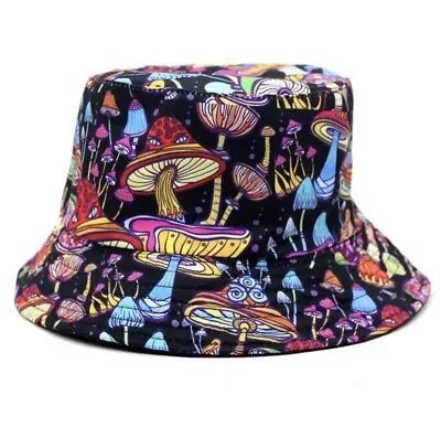 Bucket Hat Fisherman Mushroom Psychodelic Cap Hippie Magical Unisex • $14.99