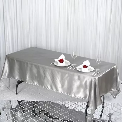 10 Pcs 60x102  RECTANGLE Satin TABLECLOTHS Wedding Ceremony Party Banquet Linens • $62.18