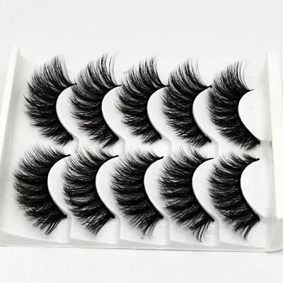 5 Pair🔥3D Mink🔥False Eyelashes🔥Wispy Cross Long Thick Soft Fake Eye Lashes UK • £2.98