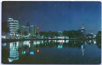 Postcard FL Night View Of Miami Beach From Across Lake Pancoast Florida P4 • $4.22