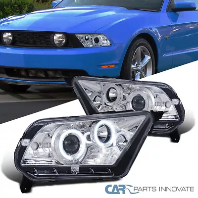 Fits 2010-2014 Ford Mustang Halogen LED Halo Projector Headlights Left+Right • $200.21