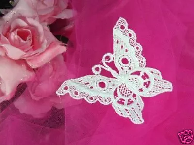 F11 ~   White Venise Venice Lace Butterfly Applique 4  • $2.29