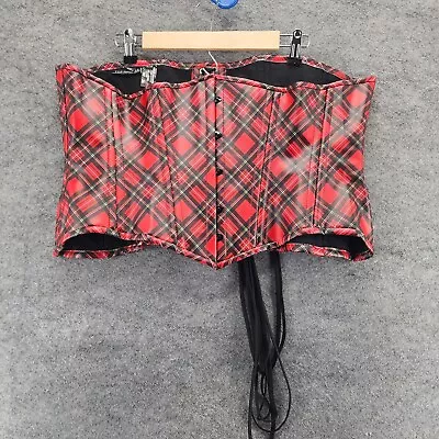 Top Drawer By Daisy Corset Womens 3XL Red Plaid Faux Leather • £38.57