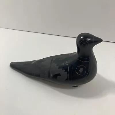 Vintage Mexican Black Pottery Bird Art 7 Inches Southwest Decor • $19.99