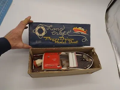 Vintage 1950's Lang Craft Power Driven Model Boat W/Motor In Box (untested) • $125