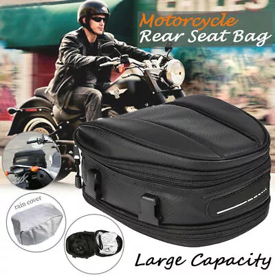 Motorcycle Rear Tail Seat Back Saddle Bag Waterproof Shoulder Helmet Carry Bag • $38.99