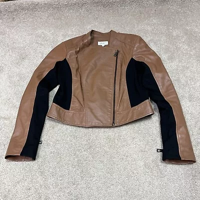 Vakko Jacket Leather Women's Brown Long Sleeve Full Zip Size Small • $44.99