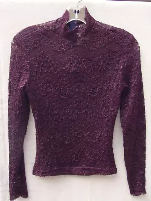 Kay Celine Women Teen Top Long Sleeves Purple Mesh Lace W/Lining Size 2 • $14