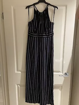 $39.99 • Buy NEW Forever New Zoe Halter Jumpsuit Navy Blue Porcelain Stripe Size 10 Women 