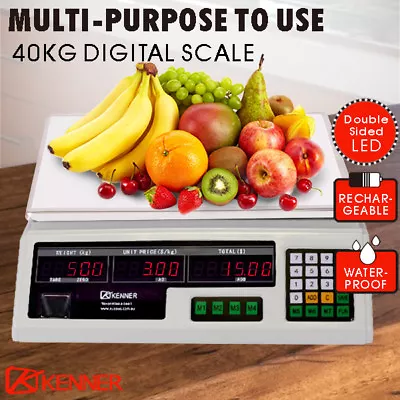 40KG Digital Kitchen Scale Electronic Scales Shop Market White LED • $39.95