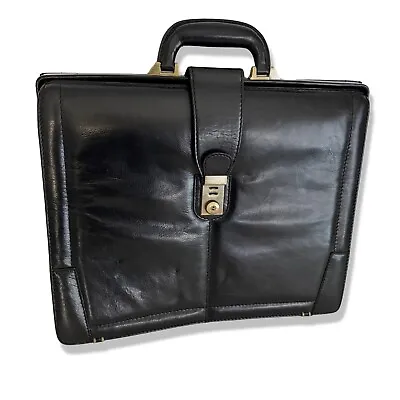Vintage STEBCO Black Attache Briefcase Pilots Bag Hinged  Document Pockets 17x14 • $41.99