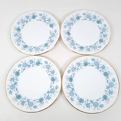 Colclough Braganza Side Plates 16cm Blue Floral Bone China England Vintage X  4 • £14.69