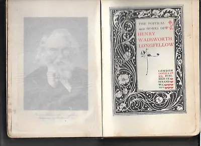 Poetical Works Of Henry Wadsworth Longfellow 1901 Vgc Gilt Leather Binding • £4.99